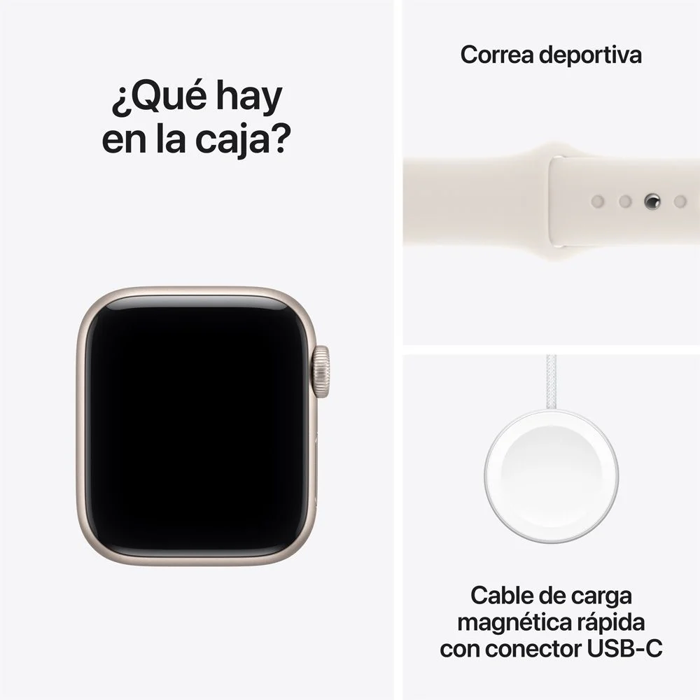 Apple Watch SE 3 GPS • Caja de aluminio blanco estelar de 40 mm • Correa deportiva blanco estelar - M/L - Image 8
