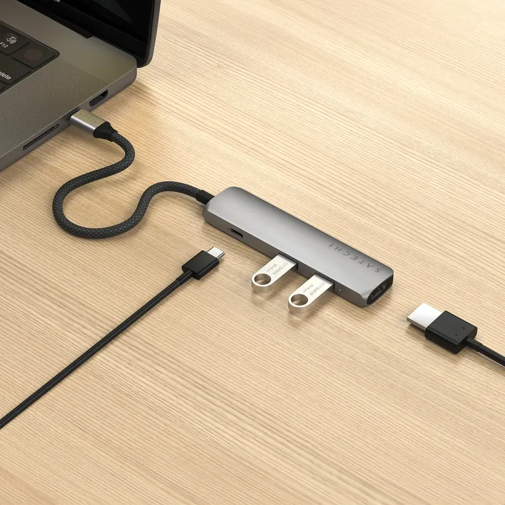 Adaptador Multipuerto Satechi Slim 4 en 1 USB-C - Gris Espacial - Image 3