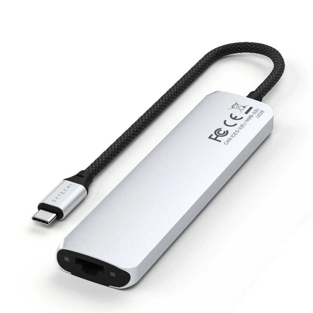 Adaptador Multipuerto Satechi Slim 7 en 1 USB-C Ethernet - Plata - Image 2