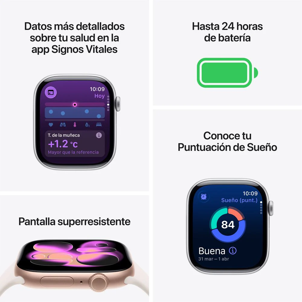 Apple Watch Series 11 GPS • Caja de aluminio negro azabache de 42 mm • Correa deportiva negra – S/M - Image 3