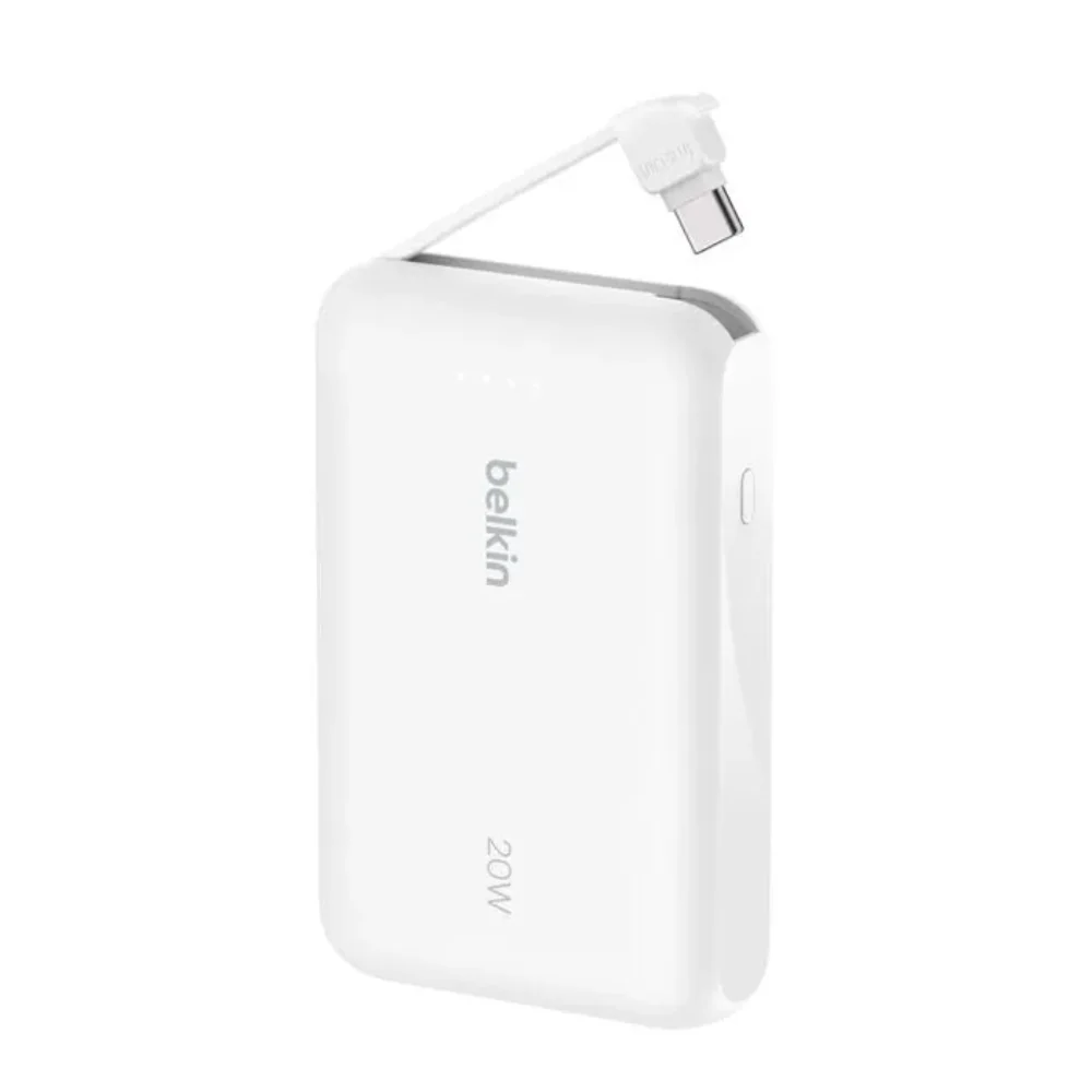 Bateria Externa Belkin 10K con Cable USB-C Integrado 20W - Blanca - Image 4