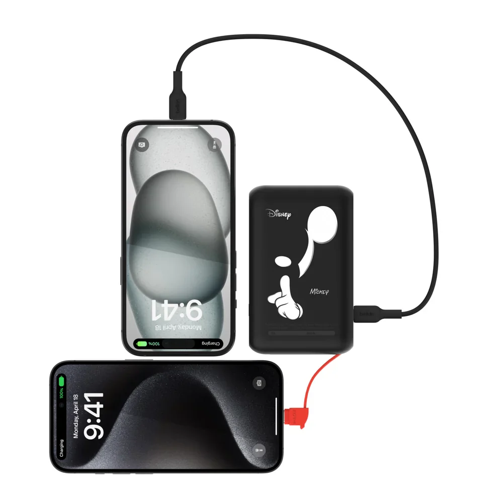 Bateria Externa Belkin 10K con Cable USB-C Integrado 20W Mickey  - Negro - Image 5