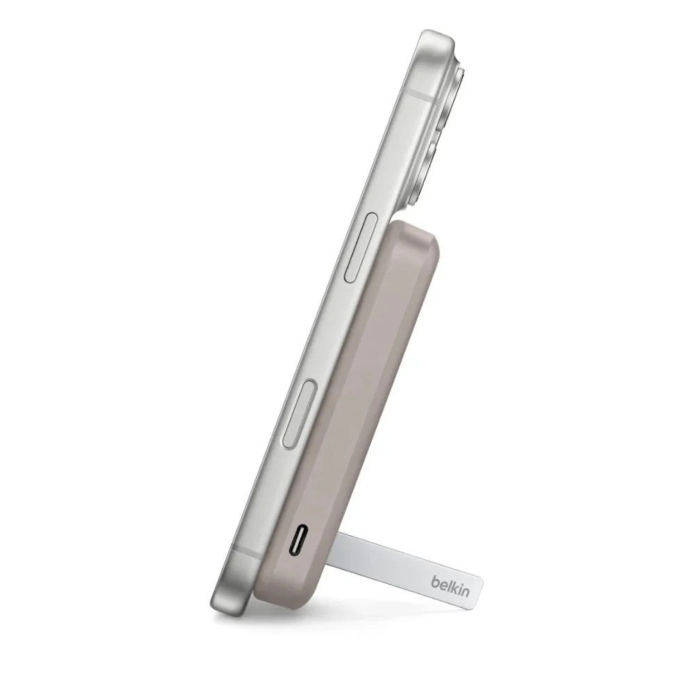 Batería Magnética Inalámbrica Belkin Qi2 15W 5000 mAh + Soporte - Arena - Image 3