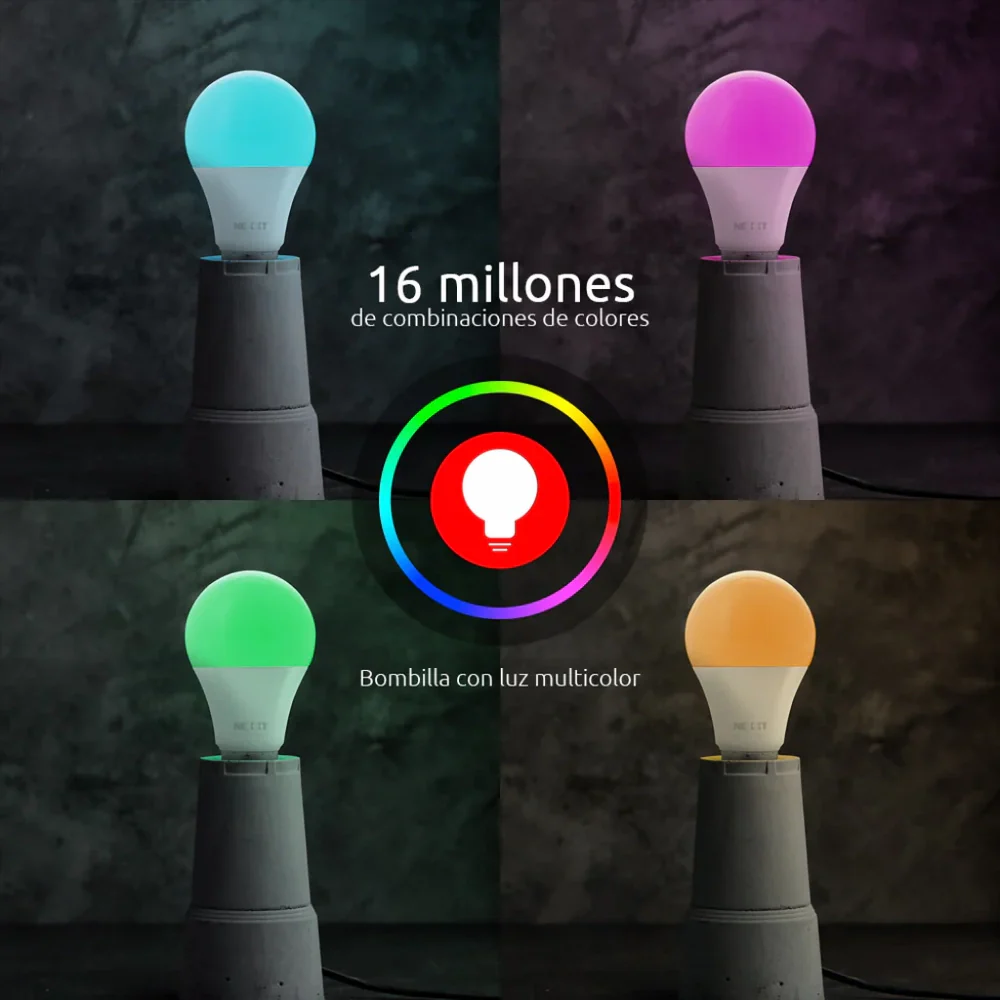 Bombillo Inteligente Nexxt Wi-Fi LED C110  Multicolor  (2 Unidades) - Image 5