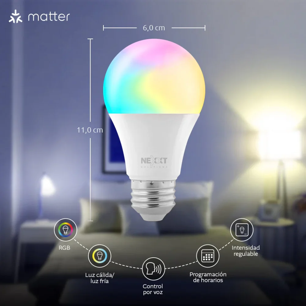 Bombillo Inteligente Nexxt Wi-Fi LED C110  Multicolor  (2 Unidades) - Image 6