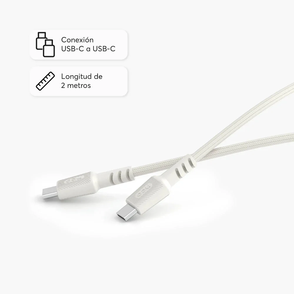 Cable Trenzado NCO PowerLite 2m USB-C a USB-C - Blanco Estrella - Image 2