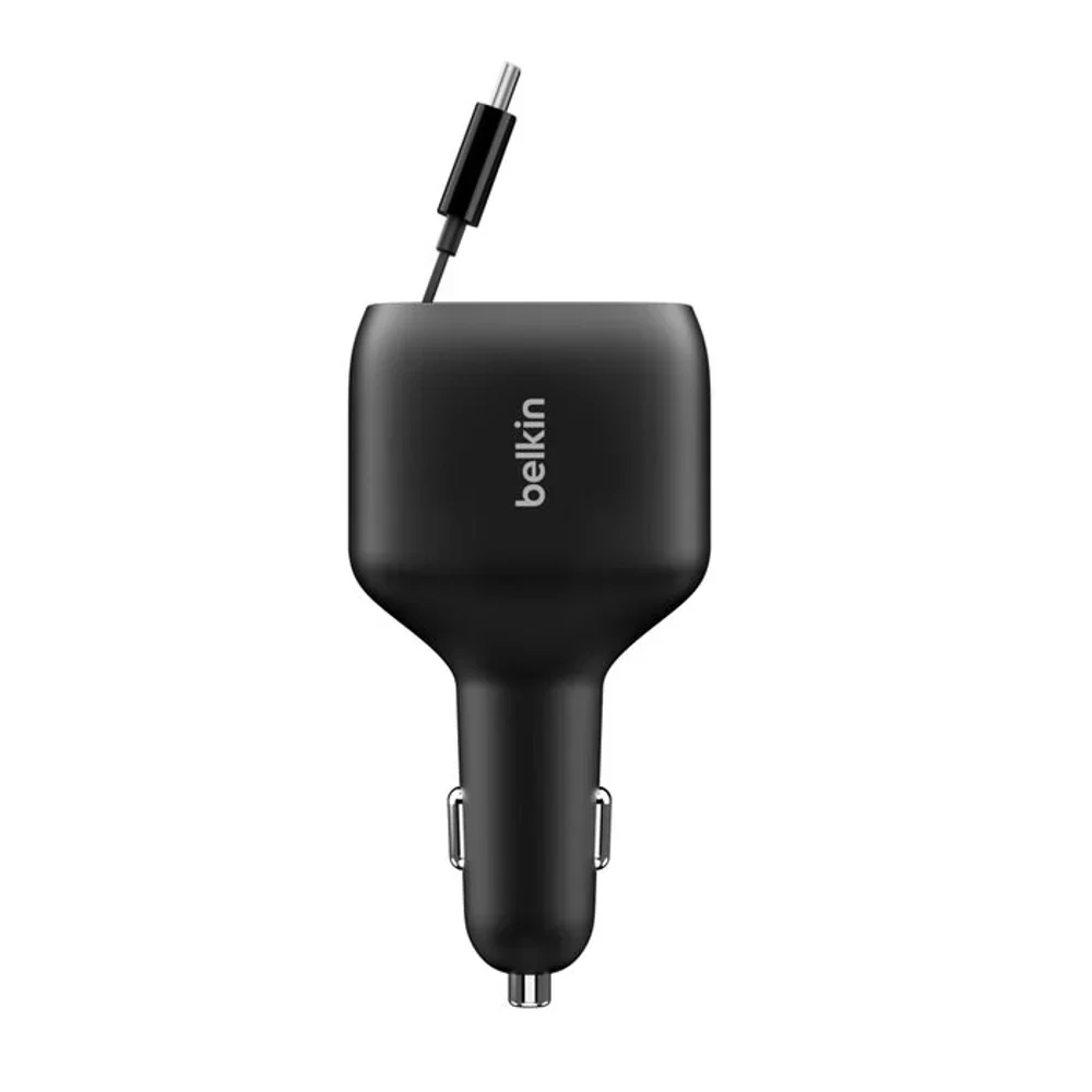 Cargador de Carro Retráctil Belkin (2 USB-C/1 USB-A) 75W - Negro - Image 3