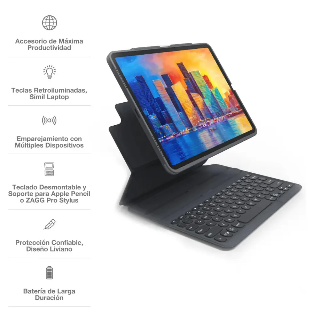 Case con Teclado ZAGG Pro Keys para iPad 10.9 (10ma Gen / A16) - Negro - Image 3