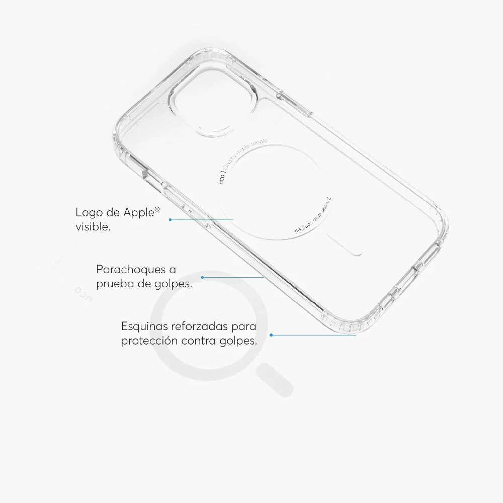 Case NCO SafeCase Clear Crystal con Magsafe para iPhone 15 - Transparente - Image 3