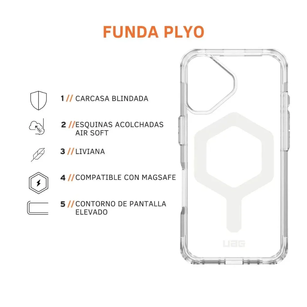 Case UAG Plyo con Magsafe para 16 Plus - Transparente/Blanco - Image 6