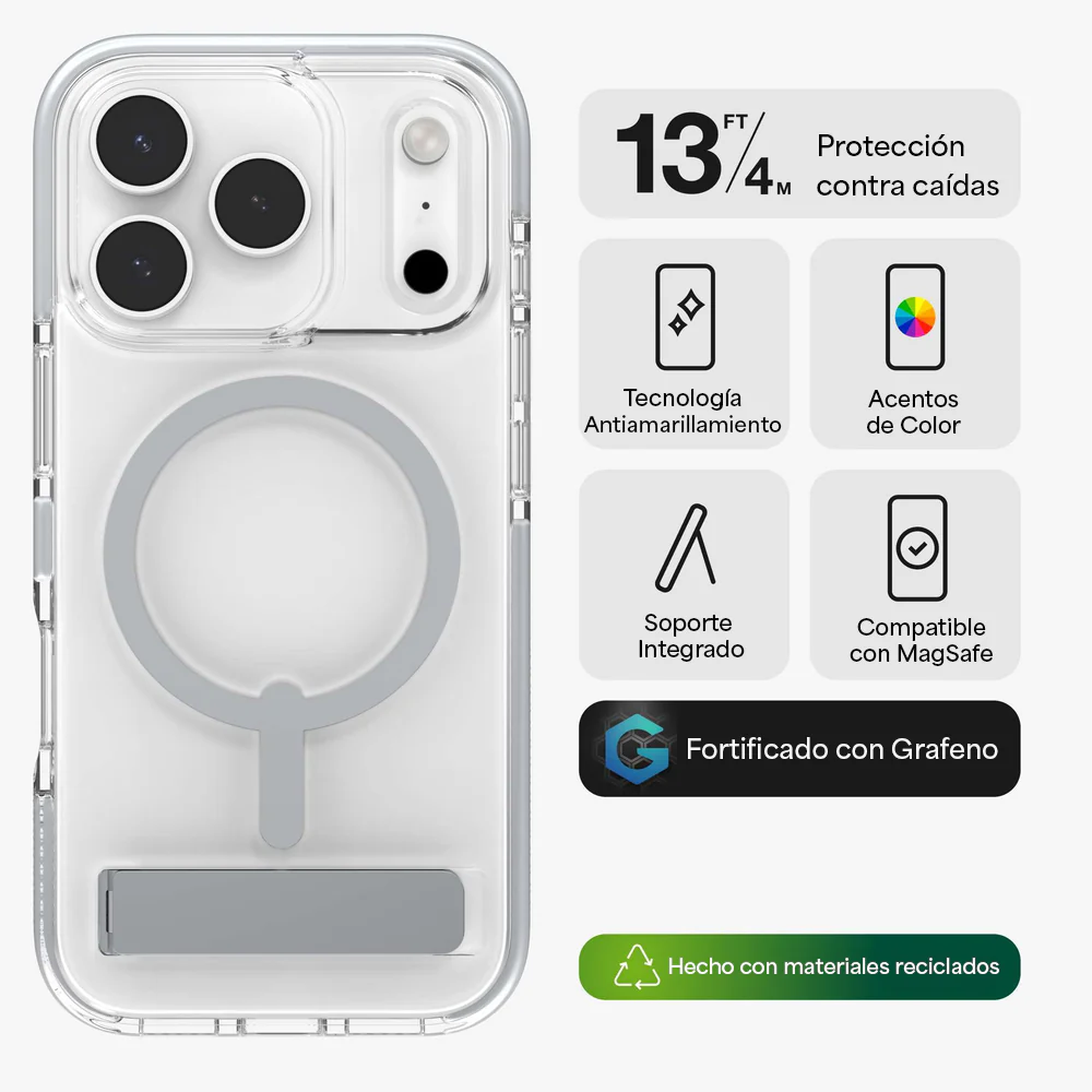 Case ZAGG Santa Cruz Snap MagSafe KS para iPhone 17 Pro - Plata - Image 2