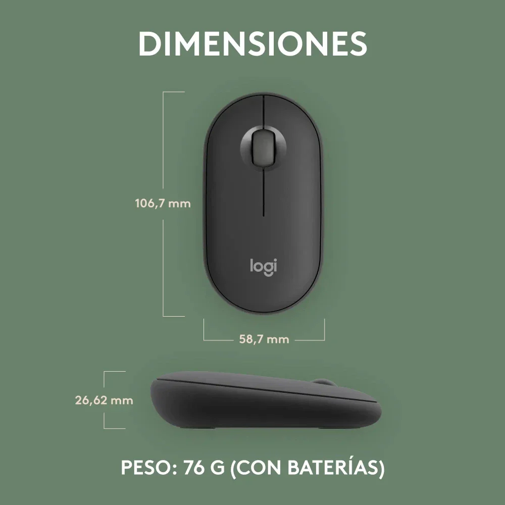 Mouse Inalámbrico Bluetooth Logitech Pebble Mouse 2 M350s - Grafito - Image 9