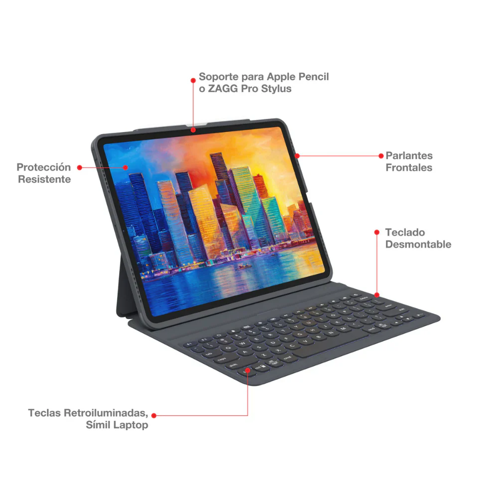 Case con teclado ZAGG Pro Keys para iPad Pro 11 (Gen 4/3/2/1), Air 11 (M2/M3/M4) - Negro/Gris - Image 3
