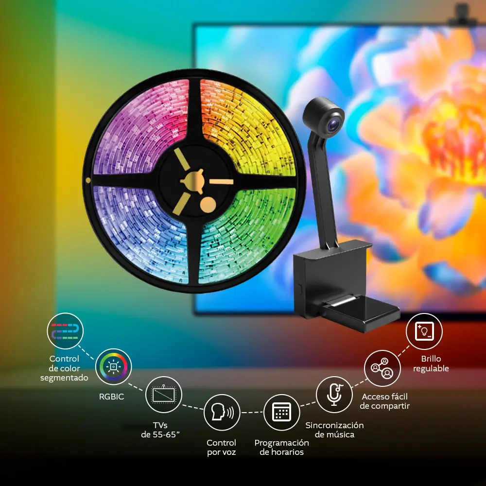 Tira de Luces LED con Cámara Inteligente Nexxt para TV de 55-65" - Multicolor - Image 2